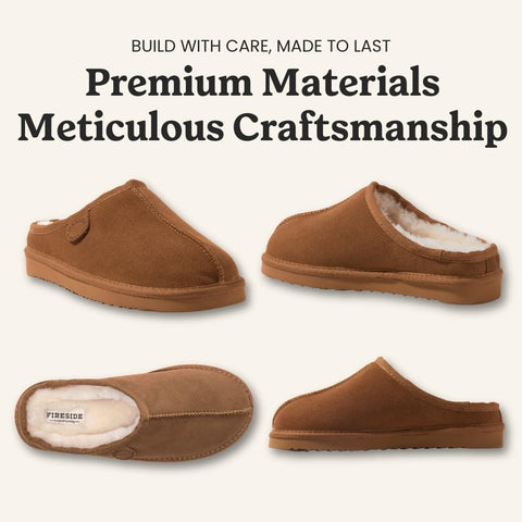 Fireside by Dearfoams Women’s Greta Genuine Shearling Clog Slippers, 100% Natural Suede Clogs for Outdoor & Indoor
