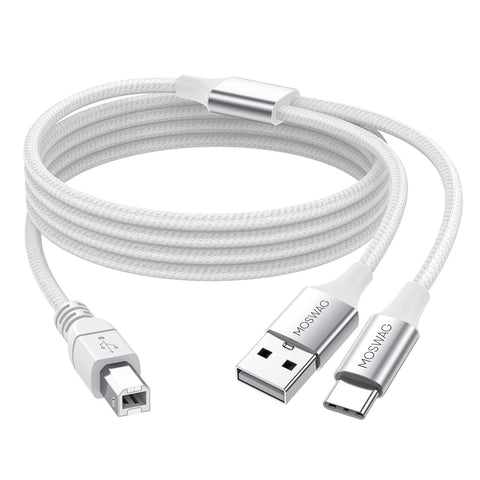 MOSWAG 2in1 USB C to B Printer Cable 6.6FT/2M with USB A to B Cable