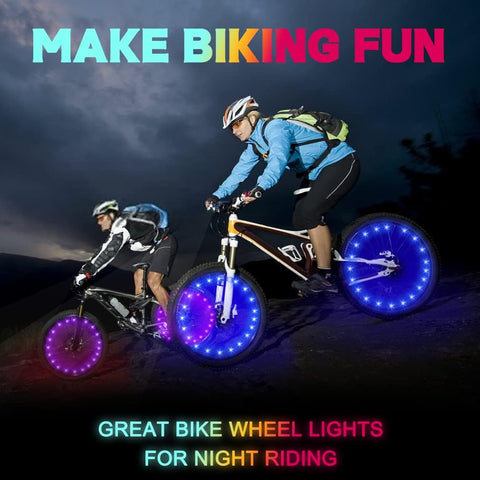 TINANA 2 Tire Pack LED Bike Wheel Lights Ultra Bright Waterproof Bicycle Spoke Lights Cycling Decoration Safety Warning Tire Strip Light for Kids Adults Night Riding