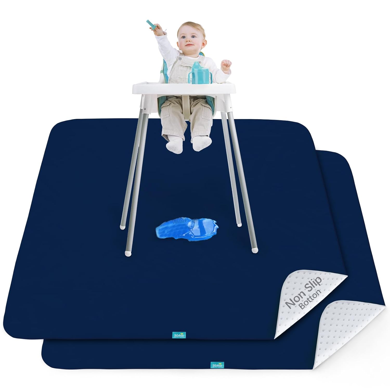 Splat Mat 2 Pack for Under High Chair Waterproof Splash Mat 42''×46''
