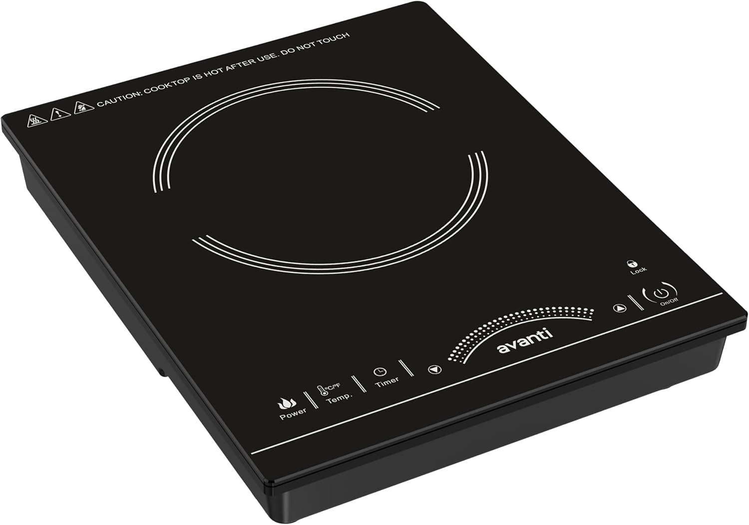 Avanti Portable Cooktop Electric Hot Plate Stove Top with Single Induction Burner, 6 Power Settings, Temperature Touch Control 140-460F Perfect for Campers & Tiny Homes, 1800-Watts, Black