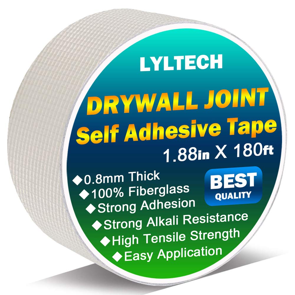 LYLTECH Fiberglass Drywall Joint Tape,1.88in x 180ft Self-Adhesive Mesh