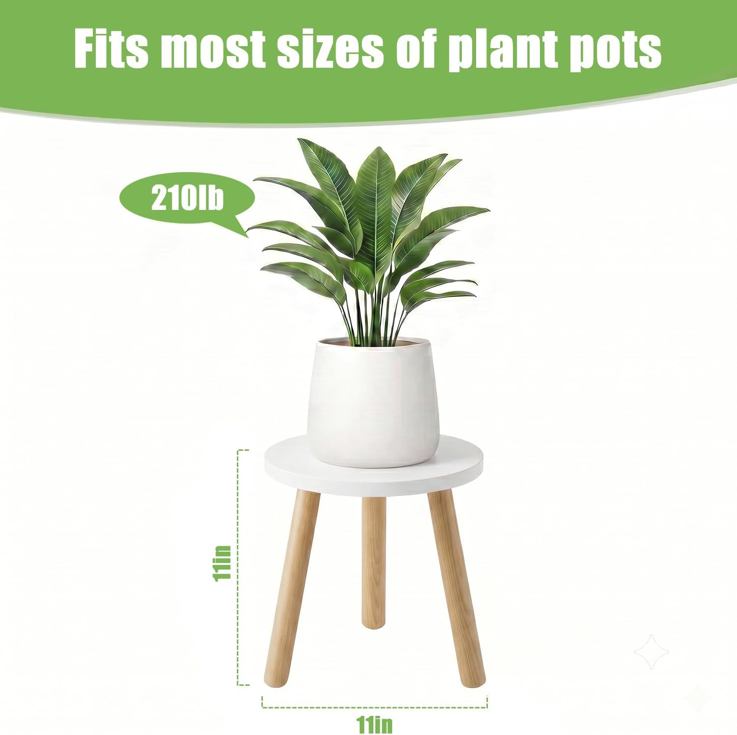 Wood Plant Stands Indoor, White Plant Stand Modern Plant Table for Large Plants, Wooden Plant Stool, Tall Plant Holder Small Round Side for Living Room, Balcony, Office (1 Pack)
