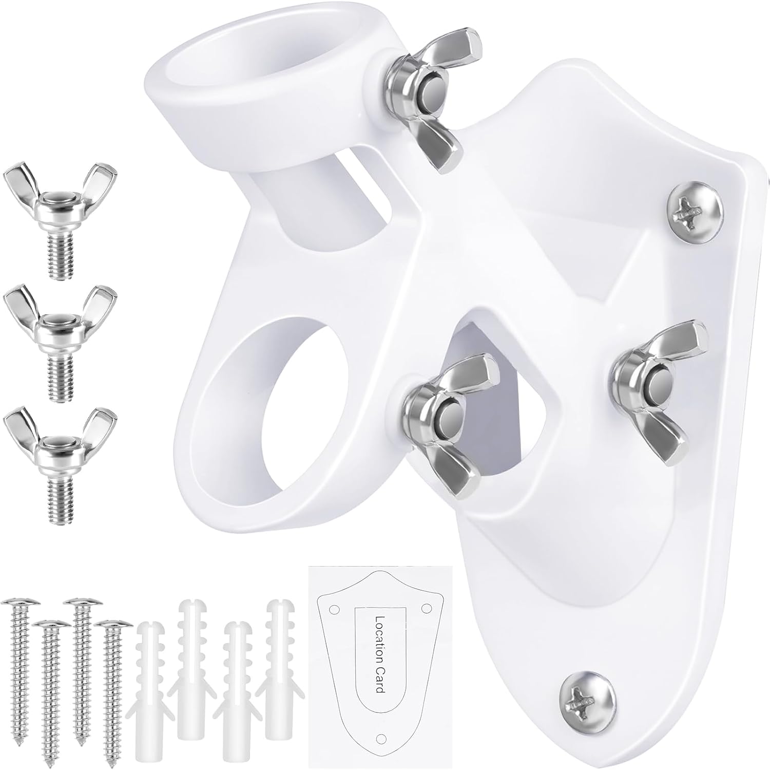 Flag Pole Holder, Outside House Flag Pole Bracket, Heavy Duty Metal Flag Mount, Aluminum Alloy Mounting Brackets, Outdoor Flag Holder- Strong Rust Free, Dual Position 1 inch White