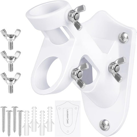 Flag Pole Holder, Outside House Flag Pole Bracket, Heavy Duty Metal Flag Mount, Aluminum Alloy Mounting Brackets, Outdoor Flag Holder- Strong Rust Free, Dual Position 1 inch White