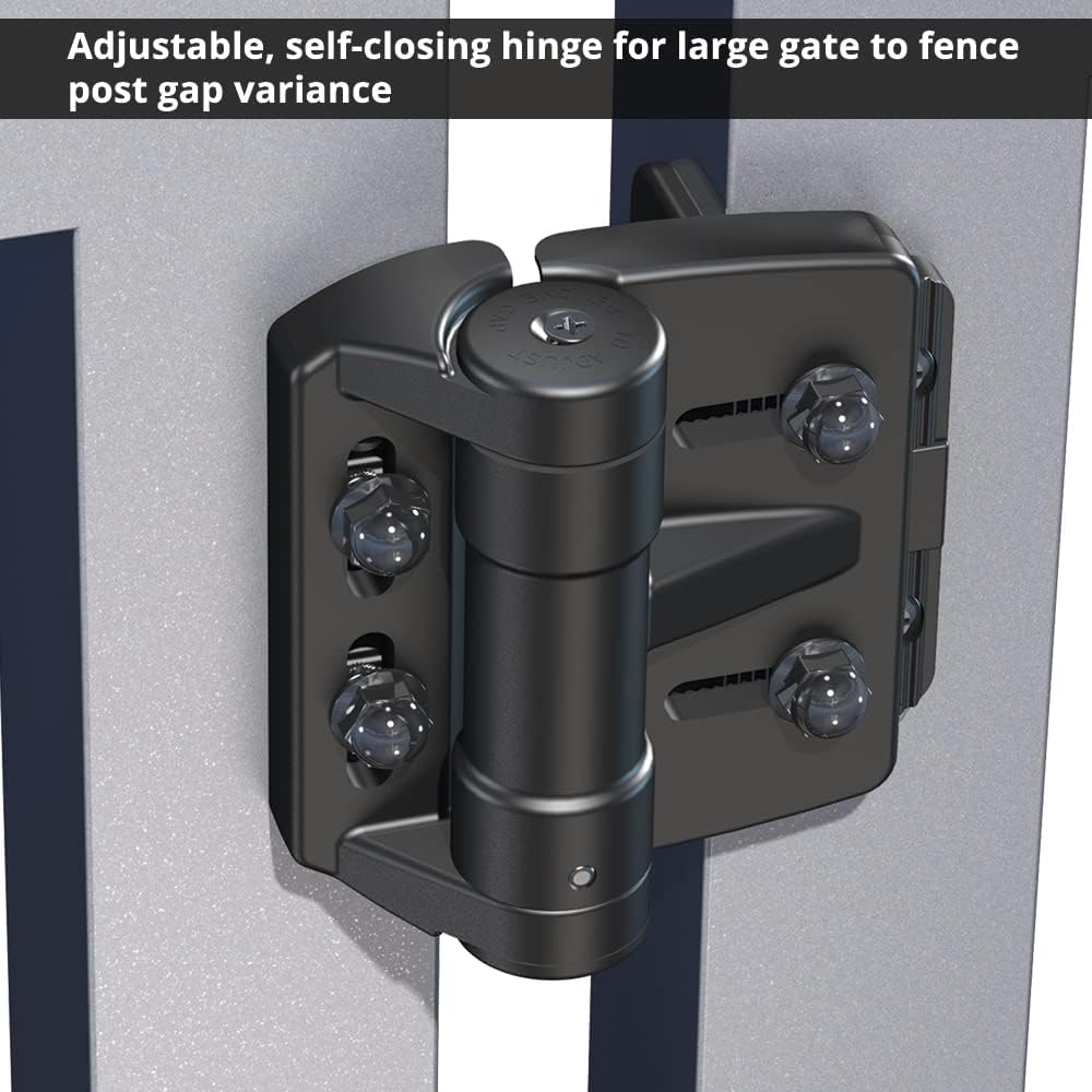 D&D TCAMA1 TruClose Mult-Adjust Gate Hinge Square Gates, Black, 2 pcs