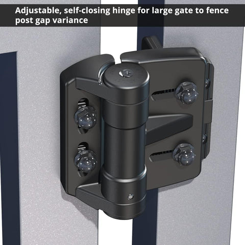 D&D TCAMA1 TruClose Mult-Adjust Gate Hinge Square Gates, Black, 2 pcs