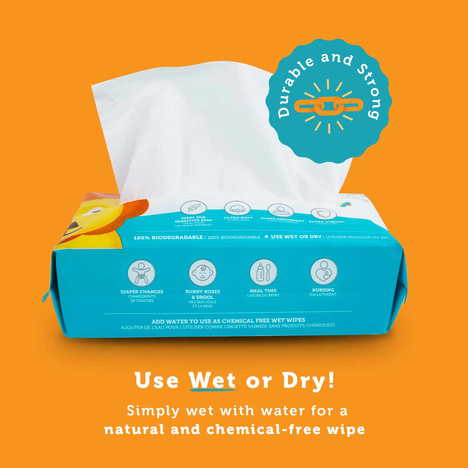 Whoopsie Wipes – The Original 100% Pure Cotton Dry Baby Wipes (600 Count)