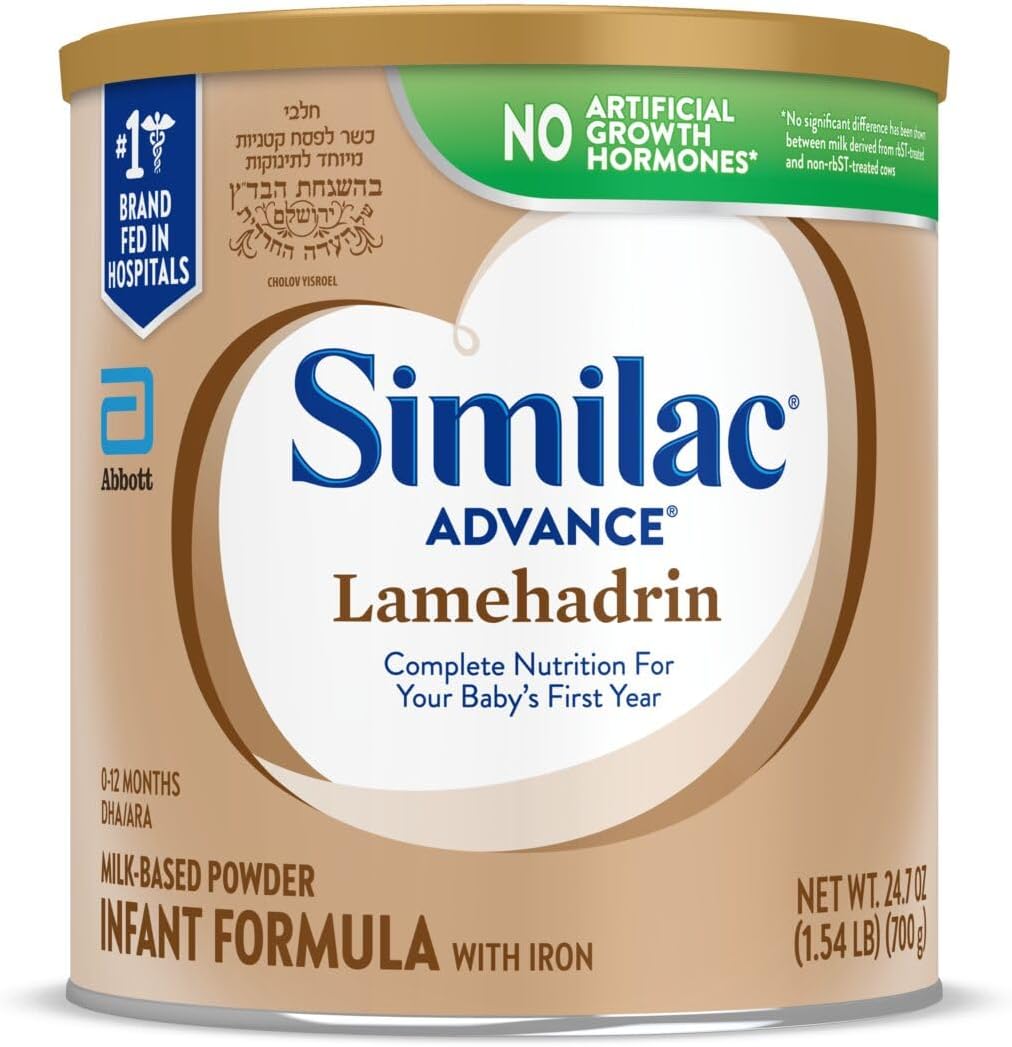 Similac Advance Lamehadrin Infant Formula, Badatz Certified, Kosher, Baby Formula, Powder, 24.7-oz Can