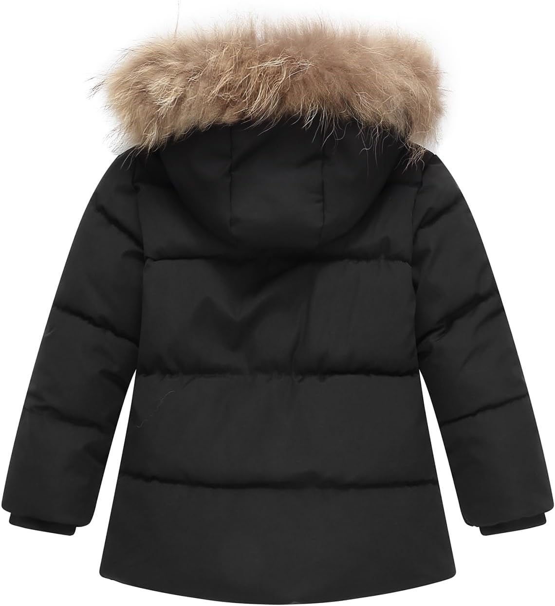 Kids Winter Fleece Lined Puffer Jacket For Girl Collar Hooded Coats