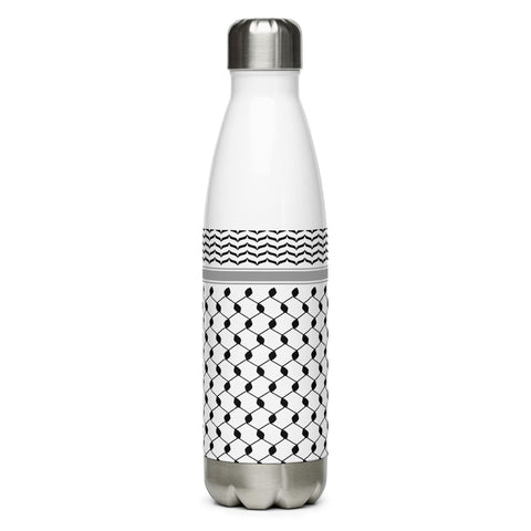 Generic Kufiyeh Bottle, Kefiyeh Stainless Steel Water Bottle, Kuffiyeh Palestine Black and White, 17 Ounce