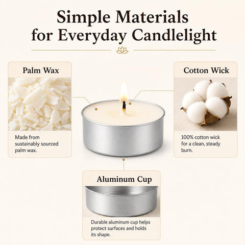 Tea Lights Candles 25 Pack, 4 Hour Palm Wax Tealights