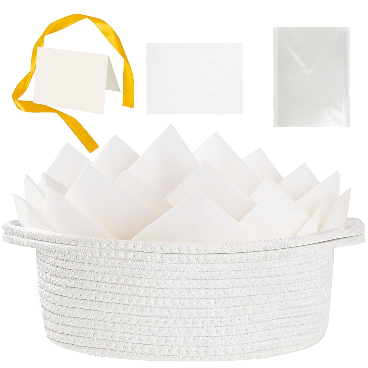 woric Small Gift Basket Empty 12"X 8" X 5" Cotton Woven Basket for Gifts