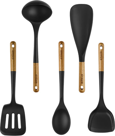 Staub 5-Pc Cooking Utensil Set, Non-Stick Silicone, Black