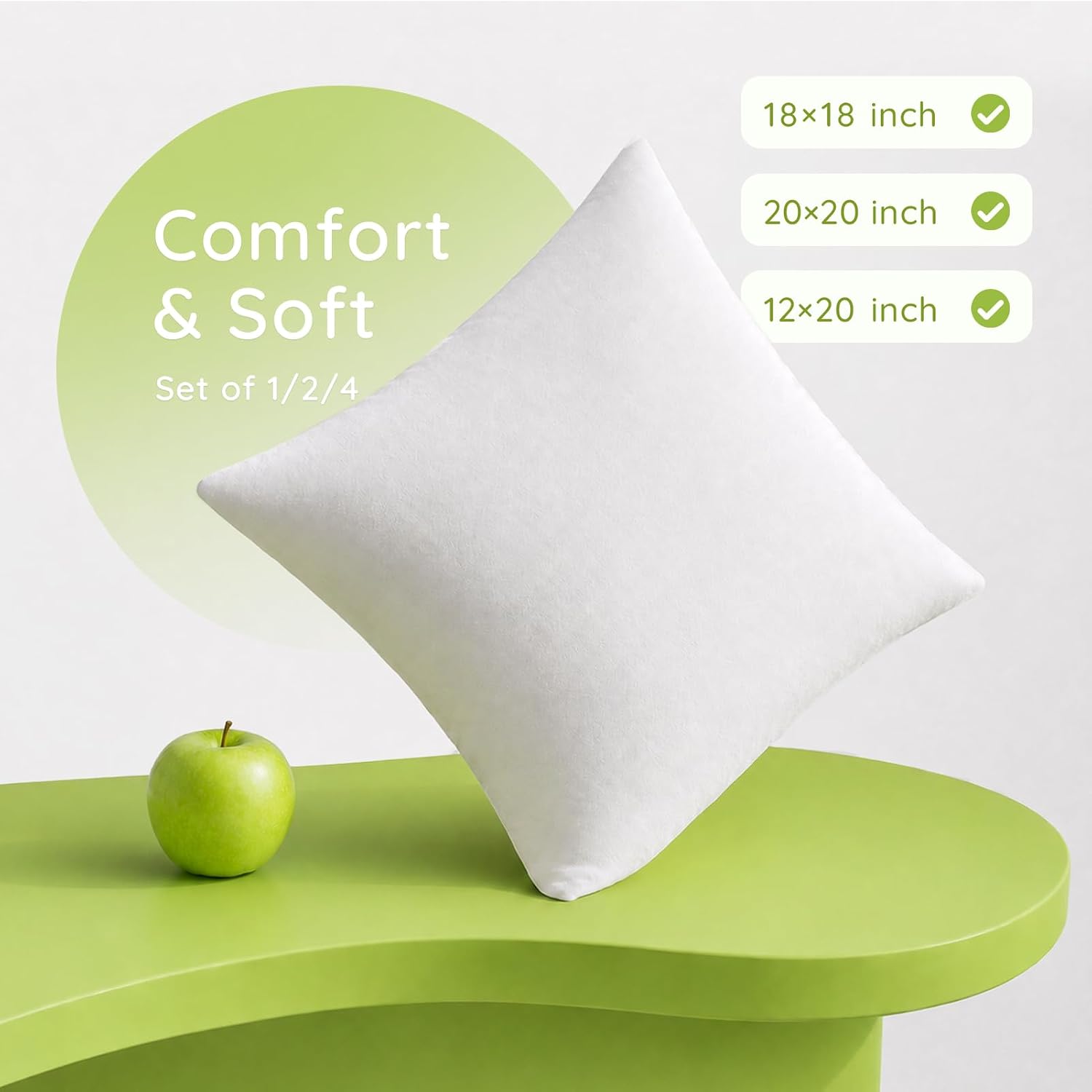 Ashler 20x20 Pillow Inserts, Set of 2