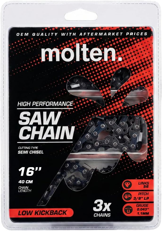 3 Pack Milwaukee 16 Inch Chainsaw Chain for M18 2727-20, EGO DeWalt DCCS670