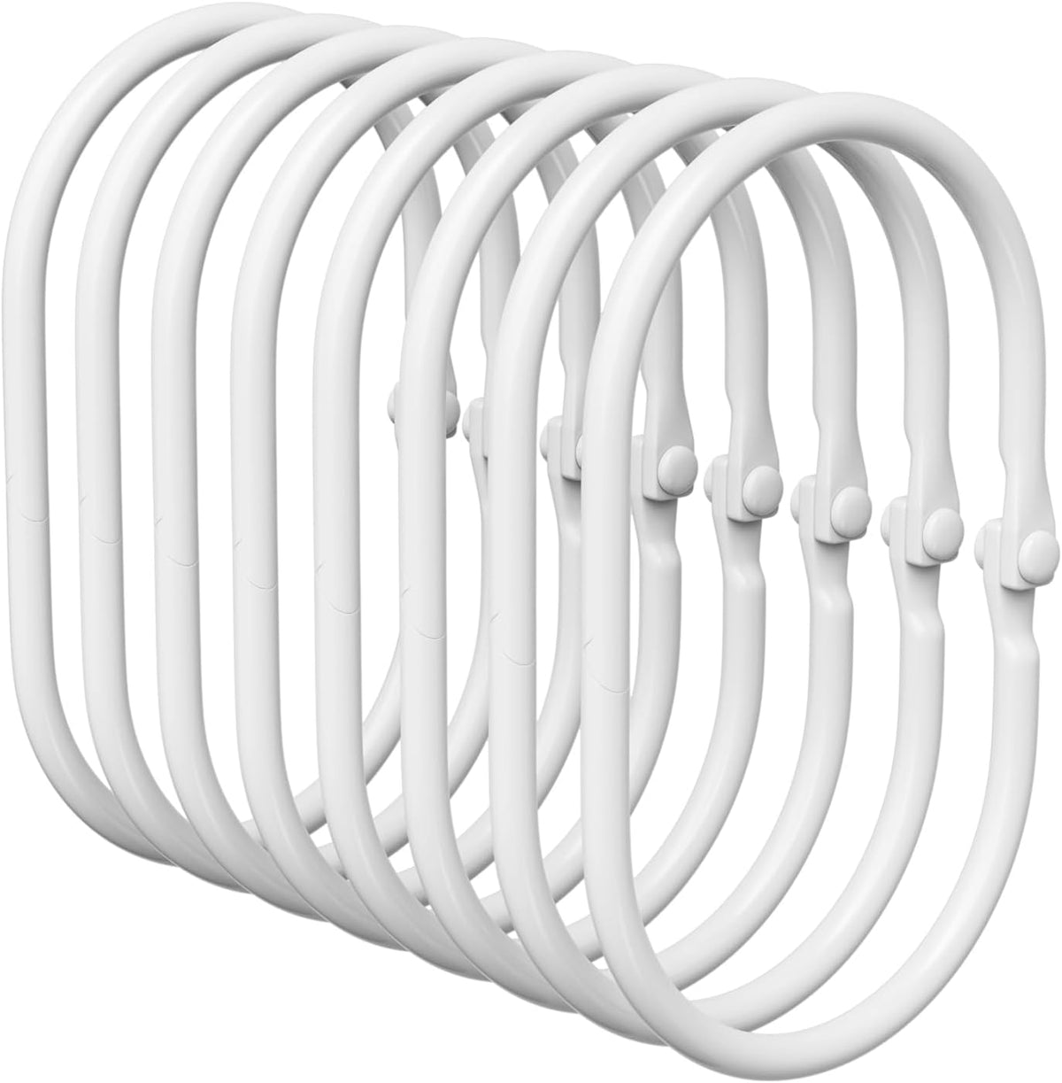 Bathway Shower Curtain Rings, White Shower Curtain Hooks 12 Pcs Anti-Drop Shower Rings for Curtain, Metal Shower Curtain Rings Rust Proof, Shower Hooks for Shower Curtain Rod, Curtain Rings