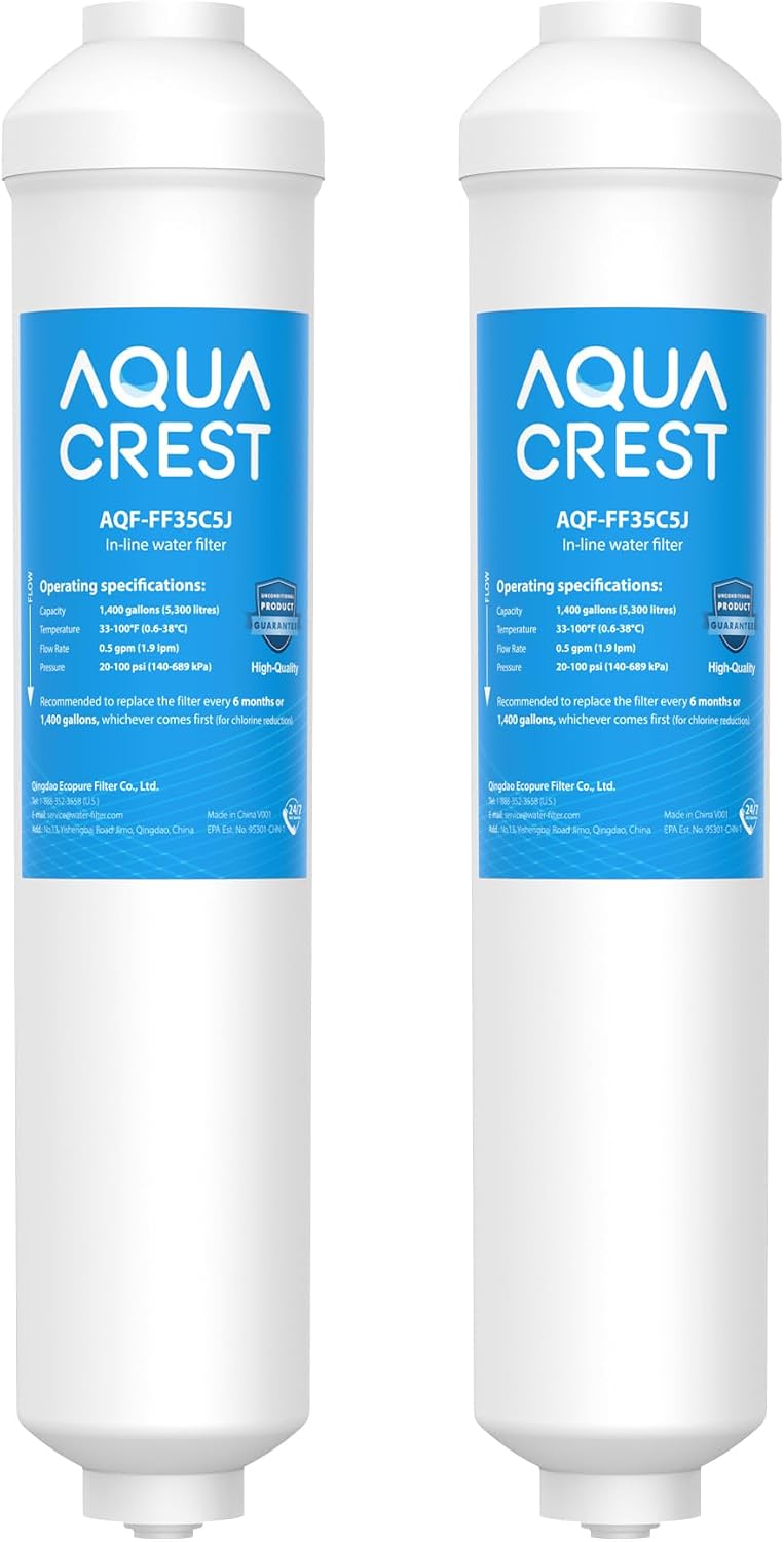 AQUA CREST FF35C5J Inline Water Filter Replacement, NSF/ANSI 42 Certified