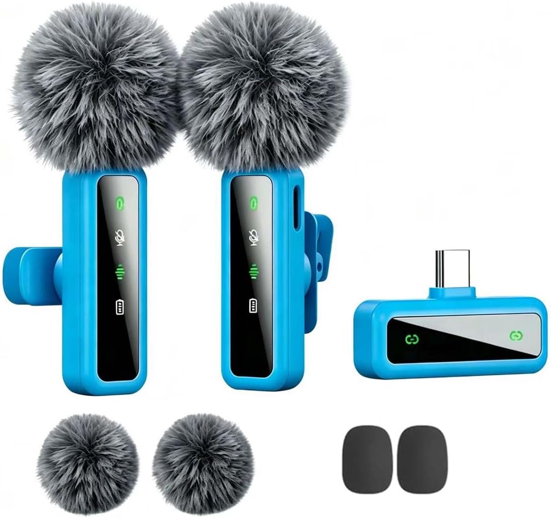 Wireless Lavalier Microphone for iPhone - iPad, Android Phone Computer, Mini Microphone for Live Streaming, Video Recording, Outdoor or Indoor Interviews, YouTube, TikTok, Vlog (Pink)
