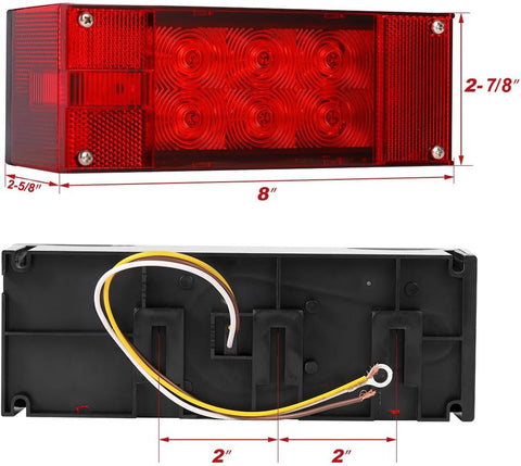 CZC AUTO 2PCS 12V LED Submersible Low Profile Rectangular Trailer Lights