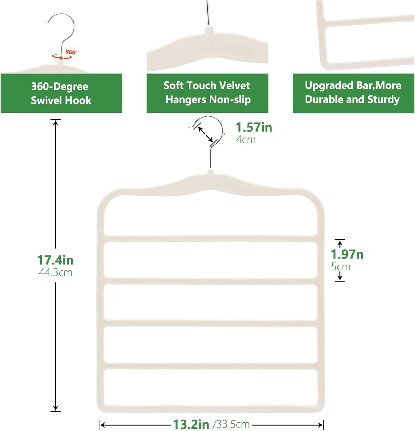 Magic Pants Velvet Hangers for Organization and Storage - Space Saving, 5 Pack Dorm Room Essentials for College Students Girls