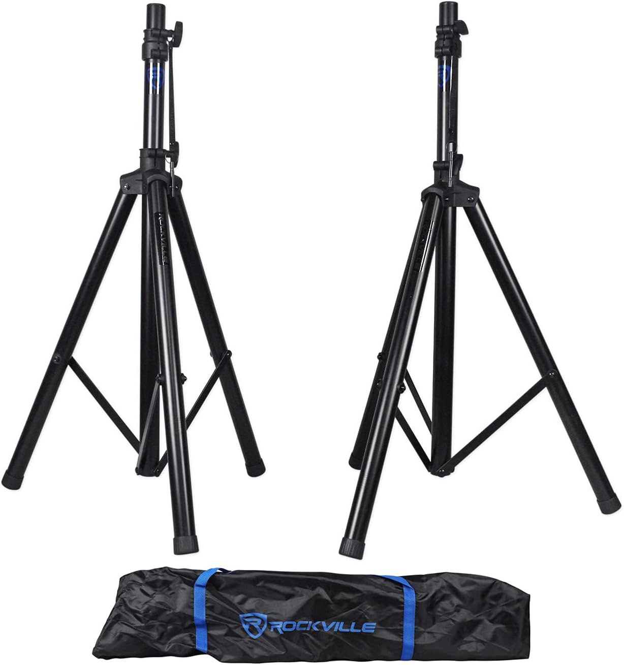 Rockville RVES1 Pair Adjustable Tripod PA Speaker Stands with Carry Bag