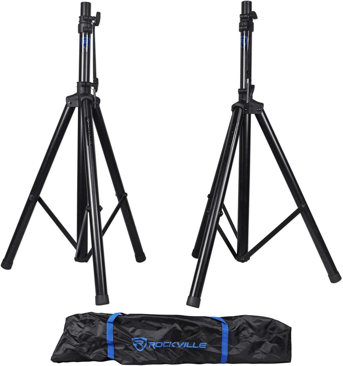 Rockville RVES1 Pair Adjustable Tripod PA Speaker Stands with Carry Bag