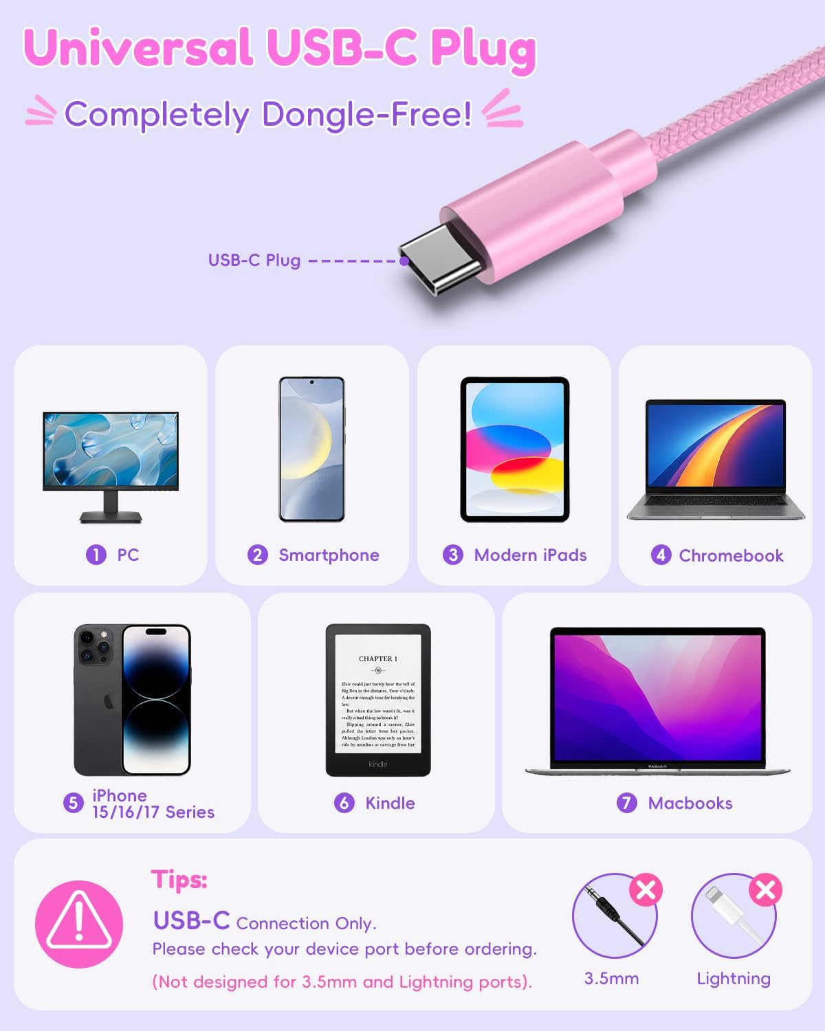 Candy Bila USB C Kids Headphones for School,Wired Over-Ear for Boys Girls