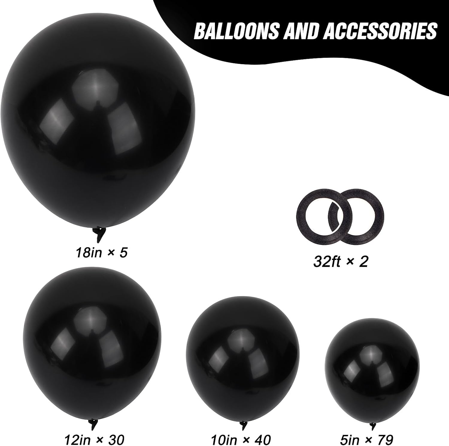 RUBFAC Balloons Black Balloon Arch for Black Birthday Decorations 154pcs