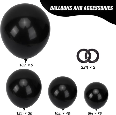 RUBFAC Balloons Black Balloon Arch for Black Birthday Decorations 154pcs