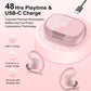 Csasan Headphones Wireless Earbuds Sport, Bluetooth 5.3 Over Ear Buds Stereo Deep Bass Headset with Earhooks, 48H Wireless Earphones with HD Mic, IP7 Waterproof Earbud for Sports/Running/Workout Pink