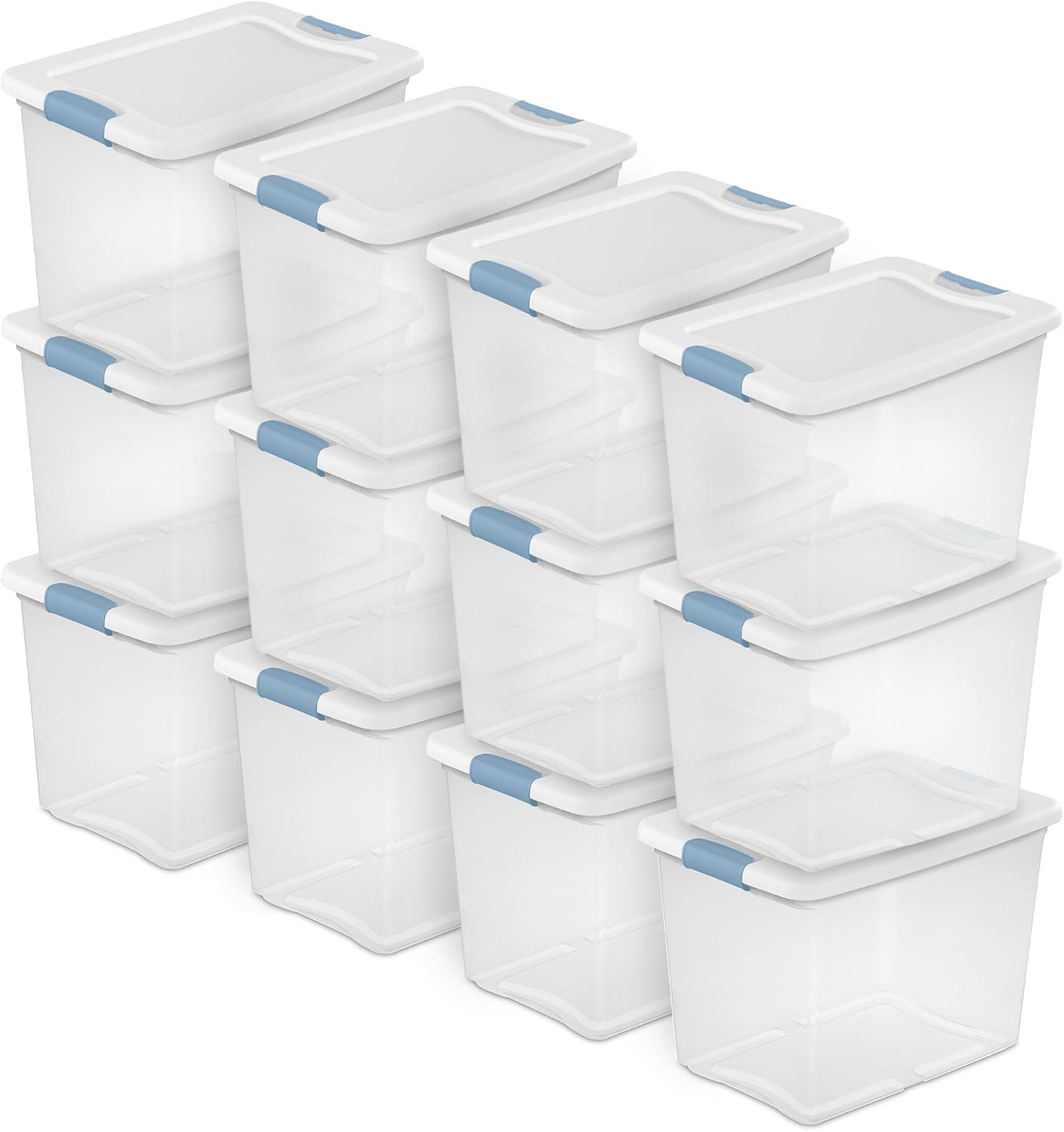 Sterilite Latching Box with Lids for Home and Office, 25 Quart, 12-Pack