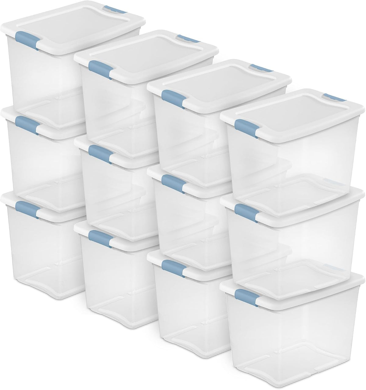 Sterilite Latching Box with Lids for Home and Office, 25 Quart, 12-Pack