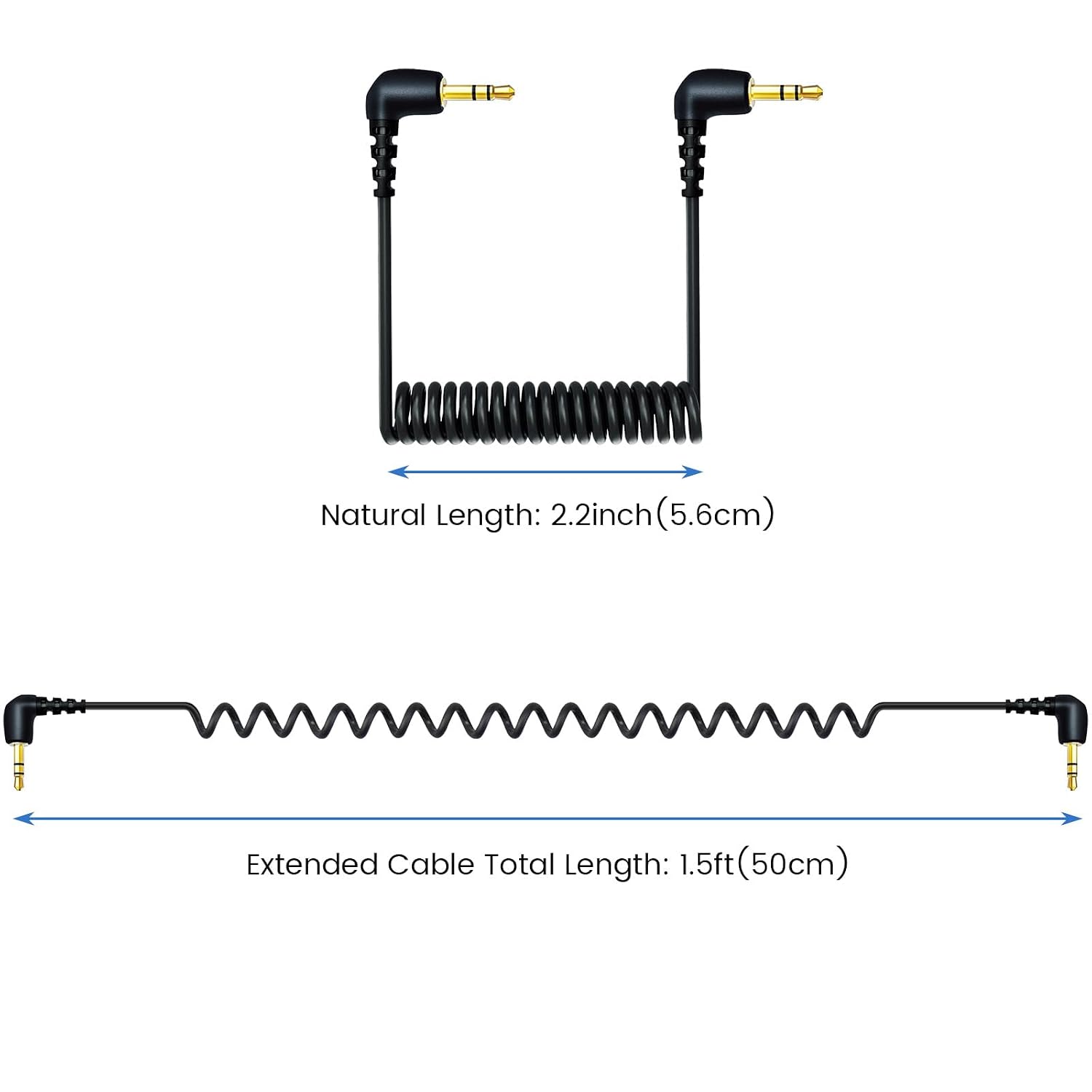 2-Pack 3.5mm Microphone Cable for DJI Mic 2 & Rode Wireless Pro, Go, Black