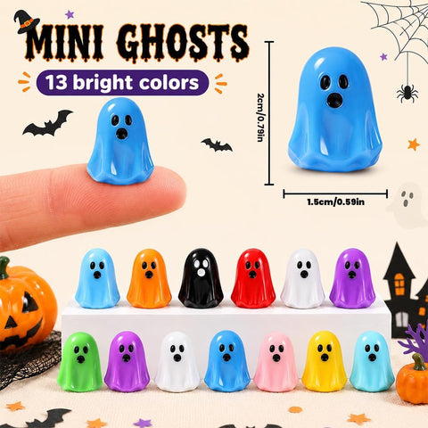 DULEFUN 120 Pcs Mini Halloween Ghost Figurines, 13 Colors