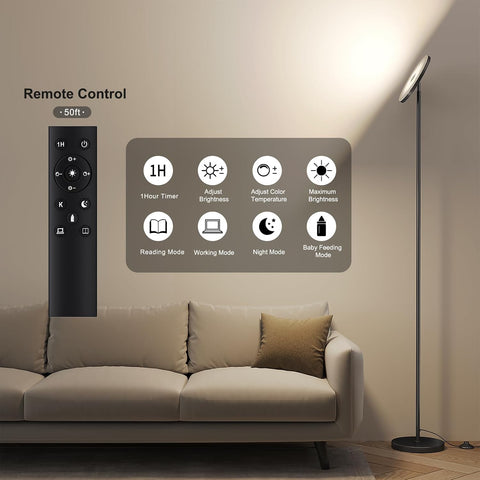SUNMORY Floor Lamps for Living Room，LED Standing Lamp with Remote Control