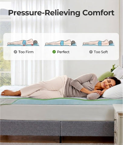 PERLECARE Queen Mattress Topper,3 inch Medium Firm,Bamboo Washable Cover