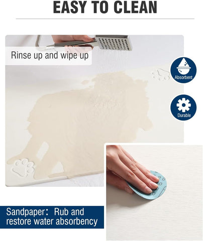 AMOAMI Upgraded Waffle Bath Mat, Super Absorbent Non Slip Bath Mats for Bathroom Floor, 16" x 24", Warm White