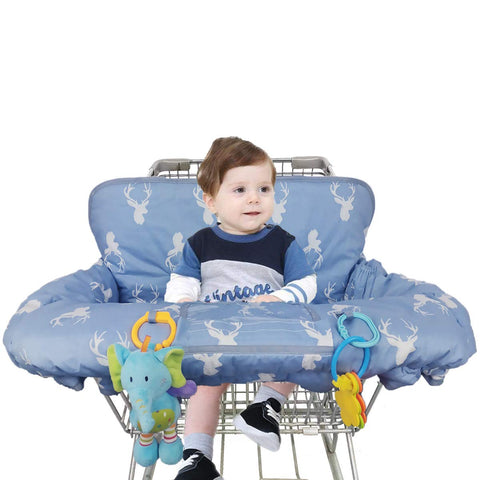 Shopping Cart Cover for Baby boy Girl, Non-Slip Design Cart Covers for Babies, Infant Cotton High Chair Cover, Machine Washable, Toddler Grocery Cover (Navy Deer)