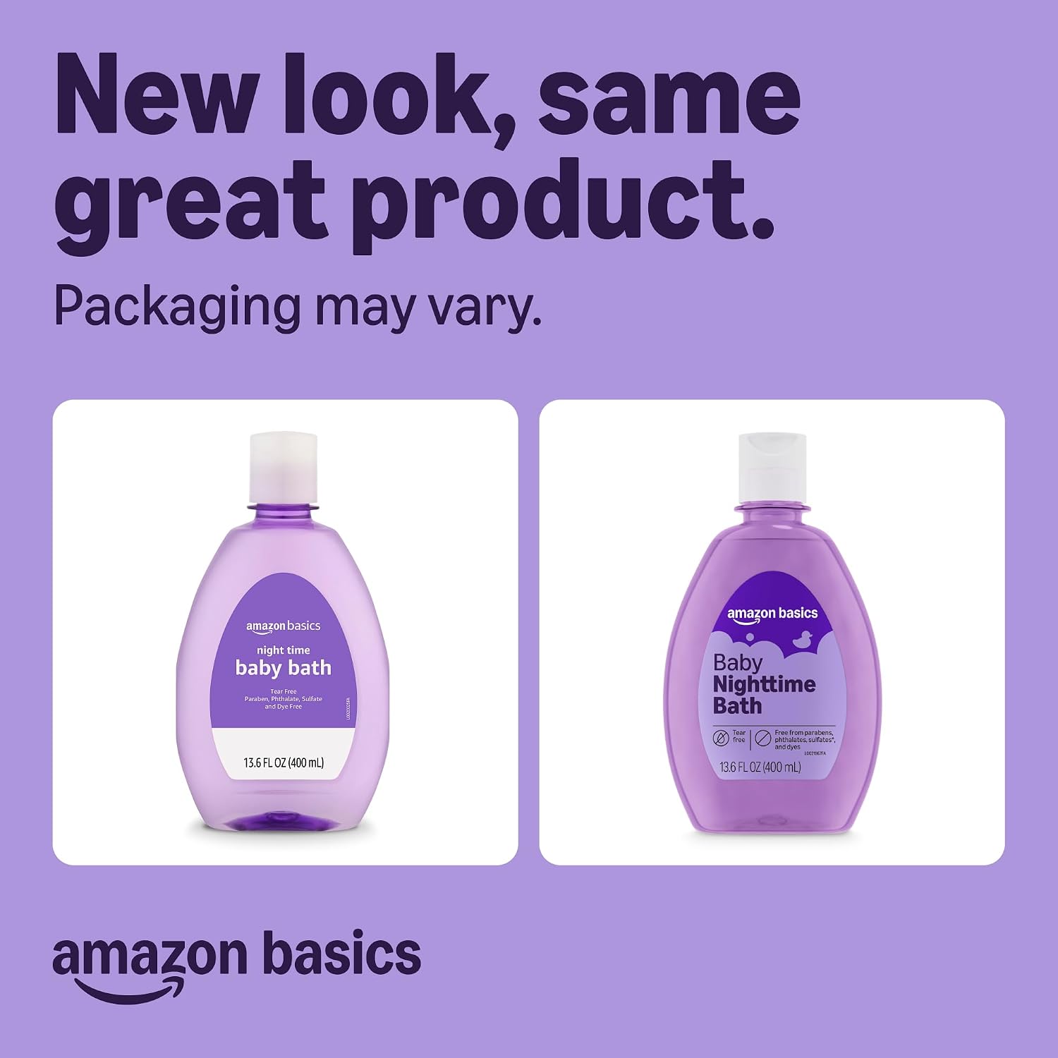 Amazon Basics Night-Time Baby Bath, Lightly Scented, 13.6 Fl Oz (Pack of 1), Packaging May Vary