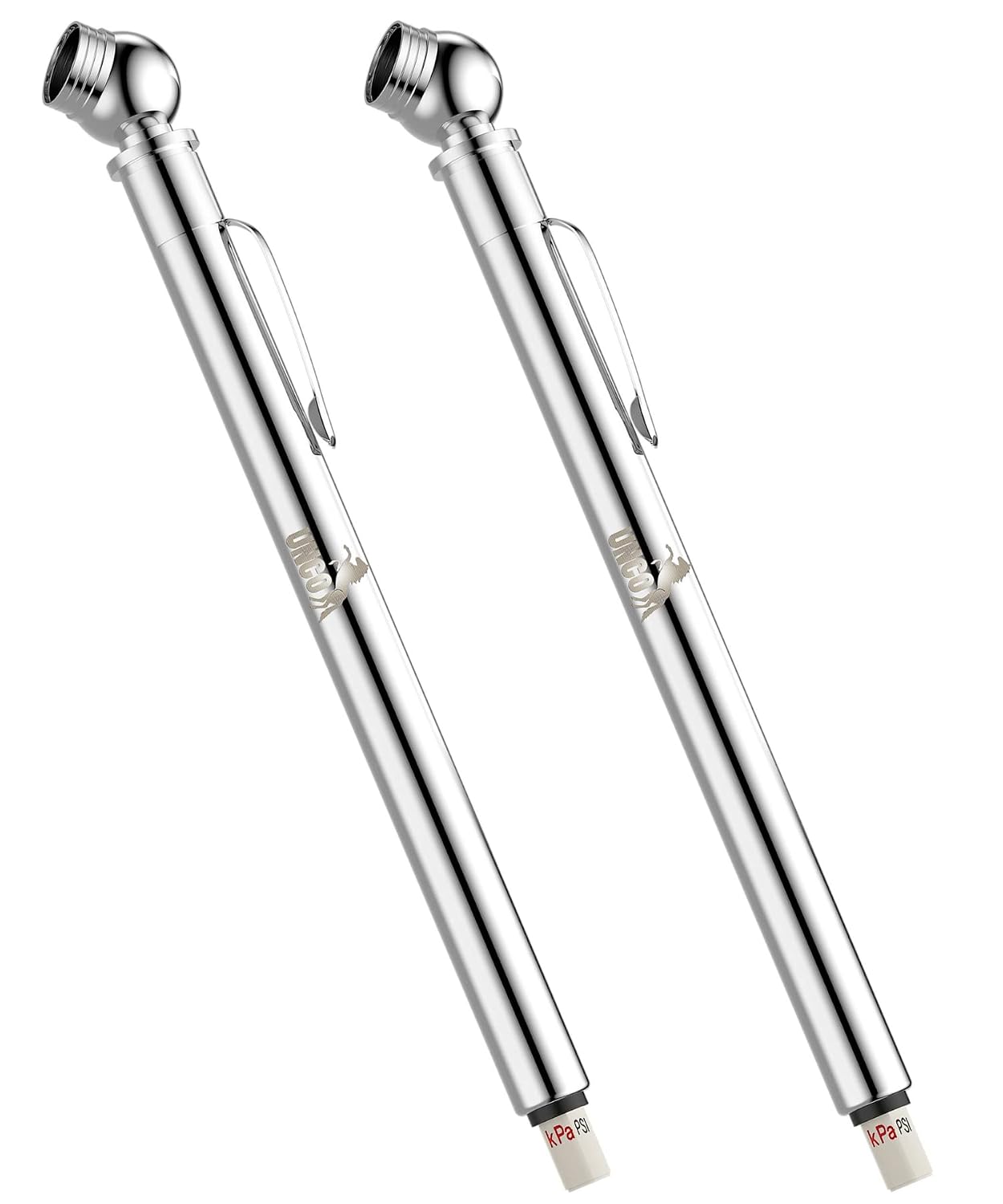 UNCO- Pencil Tire Pressure Gauge, 2 Pack, 10-75 PSI, Stainless Steel Body