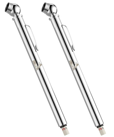 UNCO- Pencil Tire Pressure Gauge, 2 Pack, 10-75 PSI, Stainless Steel Body
