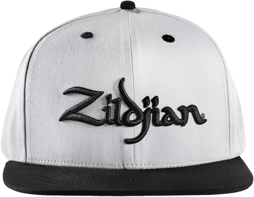 Avedis Zildjian Company Zildjian White 6 Panel Snapback Hat, One-Size Fits Most Adults