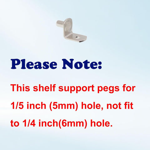 Shelf Support Pegs, 50 Pcs Shelf Pegs with Hole, 5mm (1/5 inch) Cabinet Shelf Bracket Pegs, L-Shaped Nickel Plated Shelf Pins Holders for Bookcase Kitchen Closet Shelf Shelves Furniture Cabinet