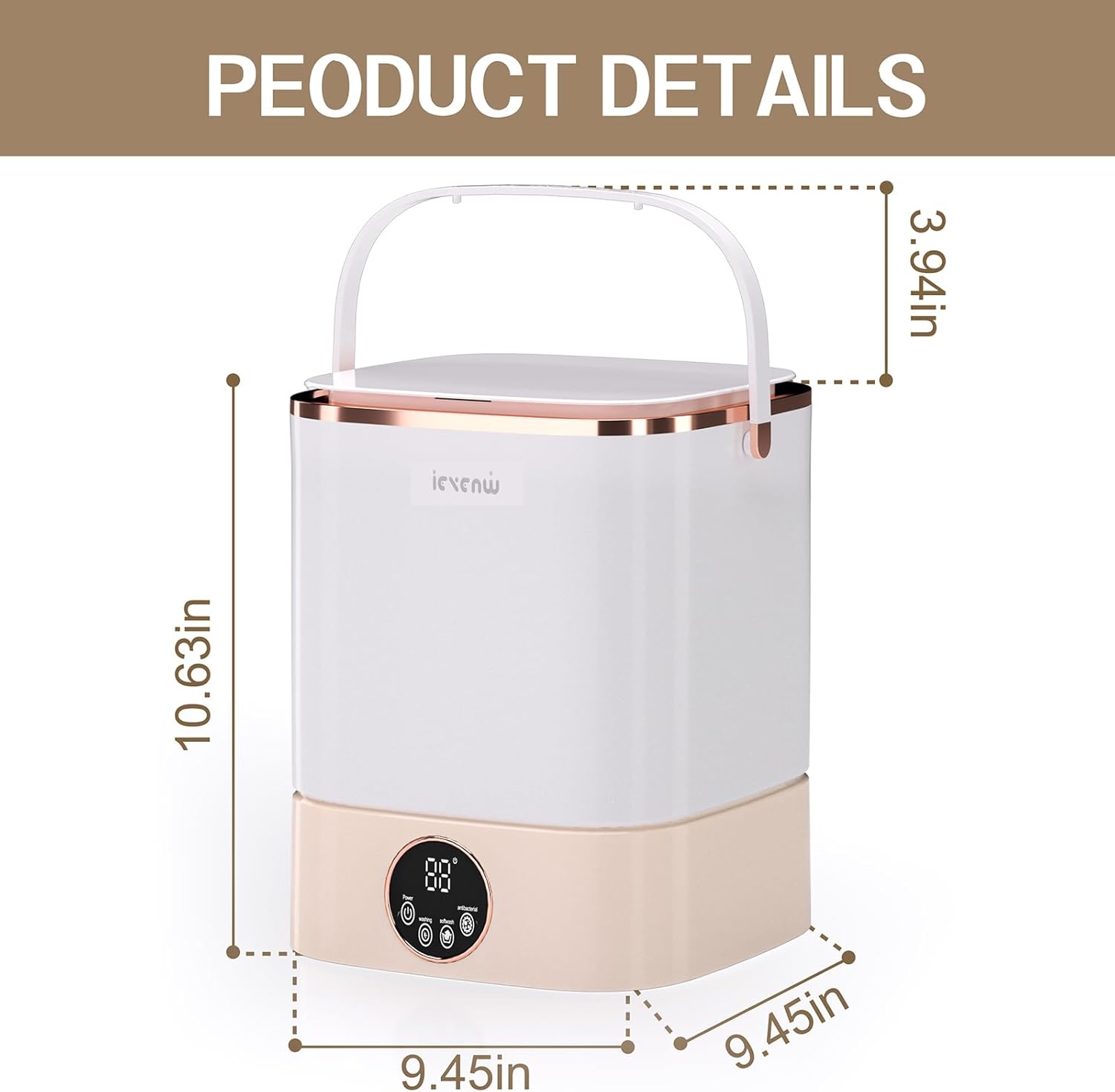 Portable Semi-Automatic Washing Machine, 5Lb Compact Underwear Sock Mini Washer, Lightweight Mini Laundry Machine for Apartments, Dorms, RVs & Camping, Easy Installation, 110v