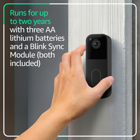 Blink Video Doorbell with 1-year Basic ai plan – Head-to-toe HD view, two-year battery life, and simple setup. Sync Module Core included – System (Black)