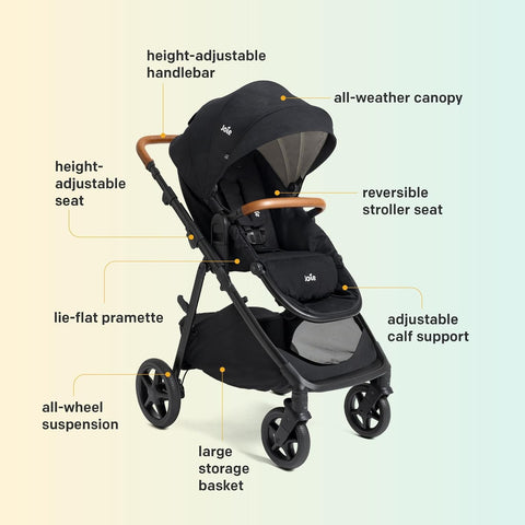 Joie Ginger Pramette Stroller & Mint Latch Infant Car Seat Travel System