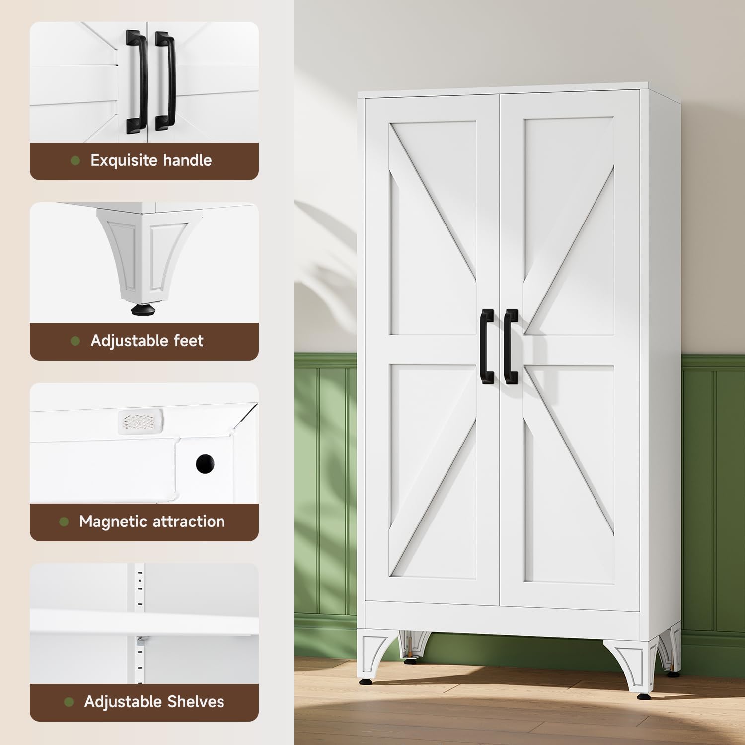Letaya Metal Storage Cabinet,Small White Kitchen Pantry,for Bathroom/Garage