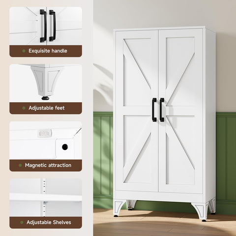 Letaya Metal Storage Cabinet,Small White Kitchen Pantry,for Bathroom/Garage