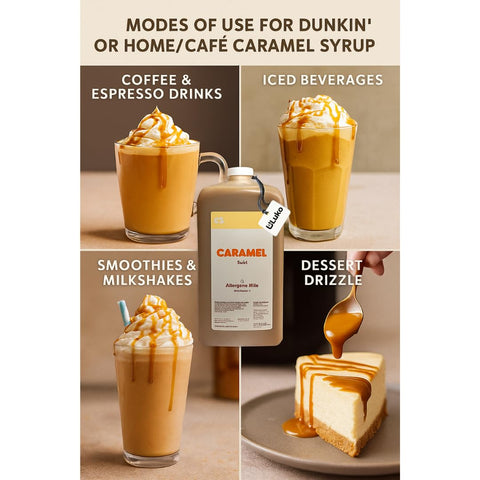 Dunkn Donnuts, Caramel Syrup for Coffee – 64 oz Jug of Rich, Sweet Flavoring for Lattes, Iced Coffee, Frappes & Desserts – Barista-Style Caramel Swirl Syrup